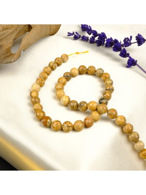Moony Stone Kesimli Odun Jasper Doğal Taş Dizi (8mm)