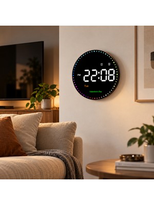 Gurada 10 Inç Yuvarlak LED Dijital Duvar ve Masa Saati Kumandalı