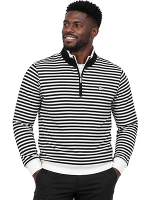 Lacoste Fermuar Yaka Regular Fit Ekru-Lacivert Uzun Kol