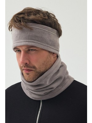 Butikgiz %100 Mikro Polar Esnek Çok Fonksiyonlu Boyunluk + Saç Bandı Erkek Kışlık Set