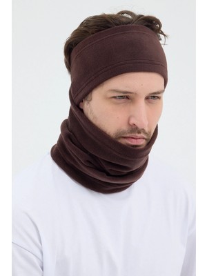 Butikgiz %100 Mikro Polar Esnek Çok Fonksiyonlu Boyunluk + Saç Bandı Erkek Kışlık Set