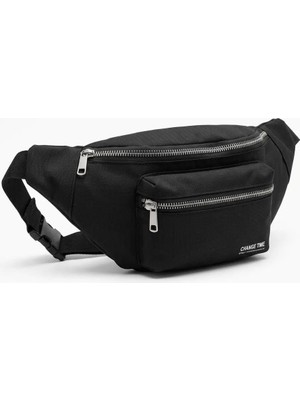 Bezos Siyah Unisex Bel Çantası Çapraz Askılı Günlük Kullanım Fermuarlı 30X13 cm MBT06