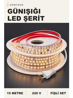 Onerous 15 M 220V Günışığı LED Şerit, Fişli, Yapışkanlı