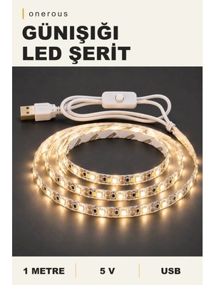 Onerous 1 M 5V Günışığı LED Şerit, Anahtarlı, USB