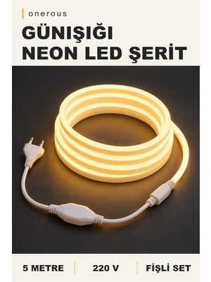 Onerous 5 M 220V Günışığı Neon LED Şerit, Fişli