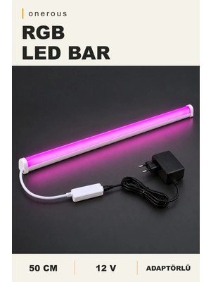 Onerous 50 cm 12V Rgb LED Bar, Bluetooth, Adaptörlü, Yapışkanlı, Dekoratif Aydınlatma