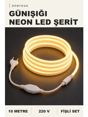 Onerous 10 M 220V Günışığı Neon LED Şerit, Fişli