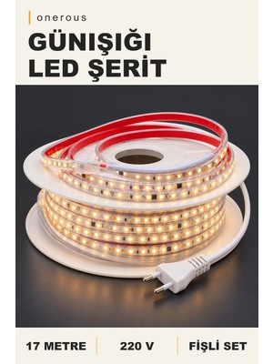 Onerous 17 M 220V Günışığı LED Şerit, Fişli, Yapışkanlı