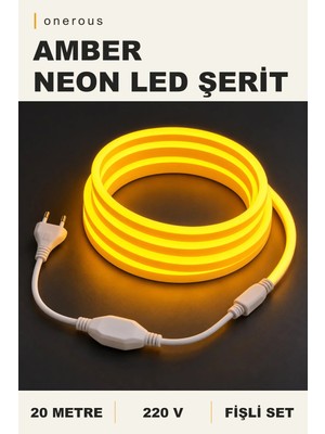 Onerous 20 M 220V Amber Neon LED Şerit, Fişli