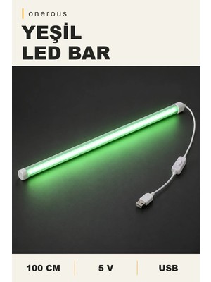 Onerous 100 cm 5V Yeşil LED Bar, Anahtarlı, Usb, Yapışkanlı, Tezgah Altı Aydınlatma