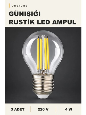 Onerous 4W E27 Günışığı Rustik LED Ampul