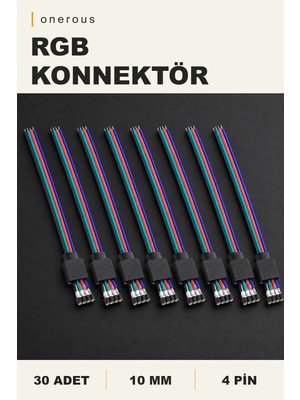 Onerous 30 Adet 4 Pin Dişi Şerit LED Konnektörü 10 mm