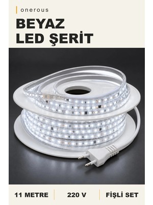 Onerous 11 M 220V Beyaz LED Şerit, Fişli, Yapışkanlı