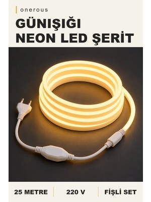 Onerous 25 M 220V Günışığı Neon LED Şerit, Fişli