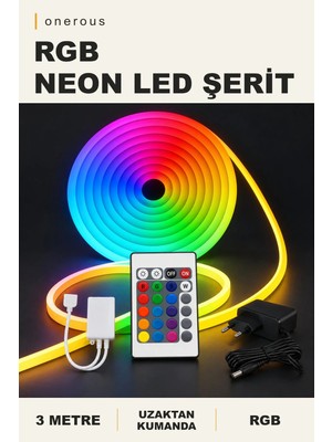 Onerous 3 M Rgb Neon LED Şerit, Uzaktan Kumandalı