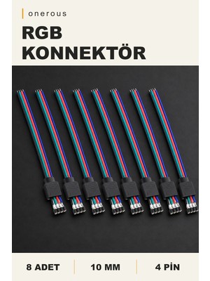 Onerous 8 Adet 4 Pin Dişi Şerit LED Konnektörü 10 mm