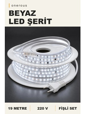 Onerous 19 M 220V Beyaz LED Şerit, Fişli, Yapışkanlı