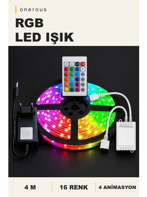 Onerous 4 M Rgb LED Işık, 16 Renk, 4 Animasyon