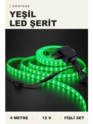 Onerous 4 M 12V Yeşil LED Şerit, Fişli