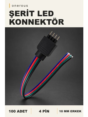 Onerous 100 Adet 4 Pin Erkek Şerit LED Konnektörü 10 mm