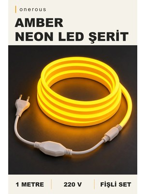 Onerous 1 M 220V Amber Neon LED Şerit, Fişli