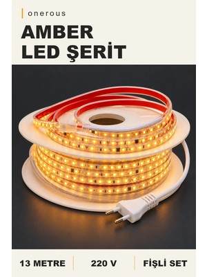 Onerous 13 M 220V Amber LED Şerit, Fişli, Yapışkanlı