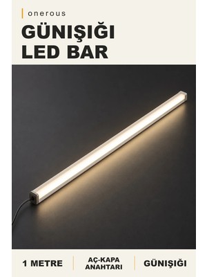 Onerous 1 M Günışığı LED Bar, Anahtarlı, Yapışkanlı, Tezgah Altı Aydınlatma