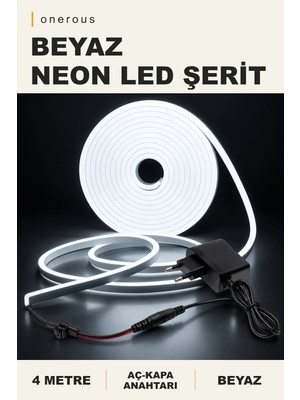 Onerous 4 M Beyaz Neon LED Şerit, Anahtarlı