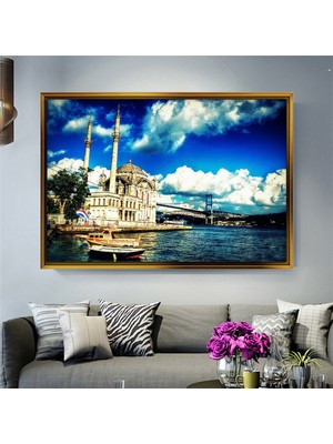  Giyense Tablo  Ortaköy Camii ve Boğaz Köprüsü Çerçeveli Tablo Istanbul Manzaralı Duvar Dekoru Salon ve Ofis Tablosu