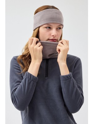 Butikgiz %100 Mikro Polar Esnek Çok Fonksiyonlu Boyunluk + Saç Bandı Kadın Kışlık Set