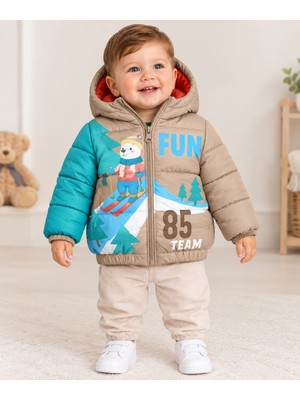 Gamze Akkuş Erkek Bebek Içi Polar Astarlı Rüzgar Geçirmez Kalın Şişme Mont