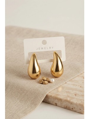 La Boom Gold Renk Damla Küpe 30 mm
