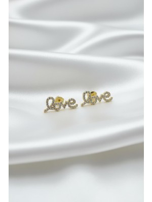By Barun Silver Kadın Gümüş Love Aşk Küpe 925 Ayar