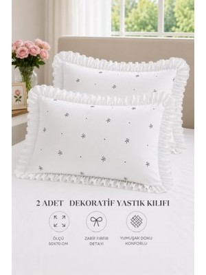 Pratik Ev Yastık Kılıfı, 2'li Pamuklu Fırfırlı 50X70 cm