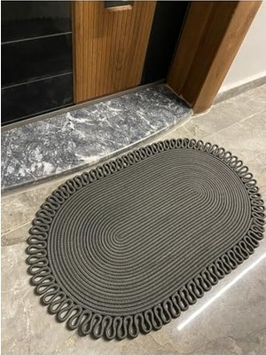 Pratik Ev Dublin Serisi Jüt, Desenli Kapı Önü, Paspas, Banyo Paspası, Balkon Paspası/hediyelik, Ev Eşyası Antrasit 50 x 80