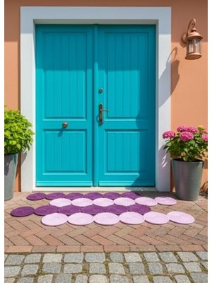 aklow akyoleticaret Fituristik Boho Ev Dekoru Çift Taraflı Kullanımına Uygun Dört Mevsim Dayanıklı Paspası (Mor-Pembe, 60 x 90 Cm), Moderin Jüt Giriş Kapısı Banyo Klozet Önü Balkon–hol–mutfak Için