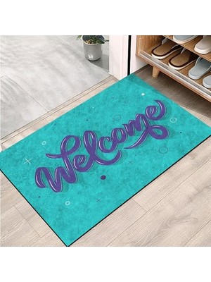 aklow akyoleticaret Kapı Önü Paspası - Modern ve Şık Kapı Paspası | Ev, Ofis ve Dış Mekân Kullanımı Için (Sade Welcome) 45X65