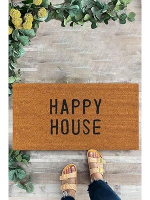 aklow akyoleticaret Karmat Happy House Iç ve Dış Kapı Önü Paspası Siyah-45 x 70