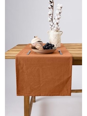 aklow akyoleticaret Premium Keten Runner 40 x 150 cm (Tarçın)