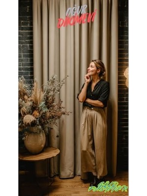 aklow akyoleticaret Blackout Işık Geçirmez Fon Perde Bej Pilesiz Ekstraforlu Karartma Güneşlik (Enxboy) Bej 160 x 270