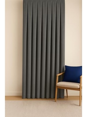 aklow akyoleticaret Cortibo Barcelona Kadife Dokulu Fon Perde Gri (Pilesiz), 100 x 250