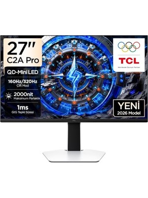 Kazan Hobi 27C2A Pro Gaming Monitörü 27" 1ms 160Hz Dual-Mode UHD 4K Qd-Mini LED Profesyonel Oyuncu Monitörü (Hdmı+Dp, 2304 Lokal Karartma, Xdr 2000 Nits, G-Sync) ( Türkiye Garantili)