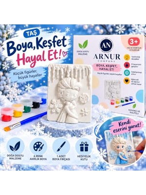 Kazan Hobi Arnur Kış Perisi Taş Boyama Seti, 6 Renk Akrilik Boya + Fırça + Rehber, Çocuk Hobi ve Aktivite Seti, Boyama Kiti