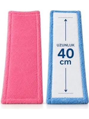 Kazan Hobi 2 Adet 40 cm Mop Yedek Bezi Mikrofiber Mop Bezi Mop Yedeği