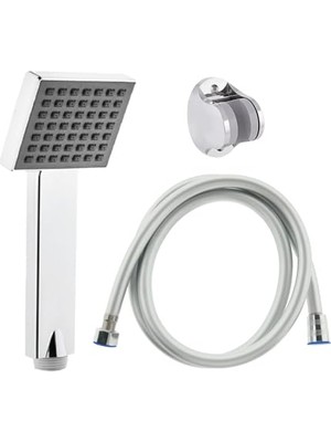 Kazan Hobi Quadro Duş Başlığı + Vera Pvc Duş Hortumu + Mafsal Duş Seti Duş Takımı