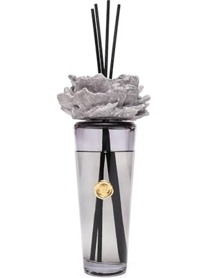 Kazan Hobi 400 ml Siyah Konik Cam Şişe Seramik Taş Bambu Çubuklu Black Vanilya Oda Kokusu