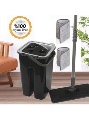 Kazan Hobi Çift Paspaslı Mikrofiber Sistemli Tablet Mop Smart Flat Mop Temizlik Seti Yeni Nesil Microfiber Mob