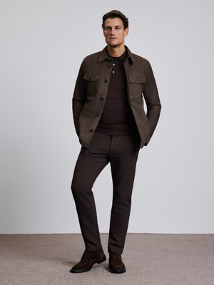Cacharel Koyu Kahverengi Slim Fit Kanvas Pantolon