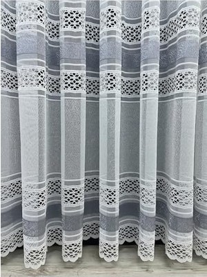 Kazan Hobi Tül Perde, Cortibo Viyana Örme Desenli Gri (Pilesiz), 100 x 260
