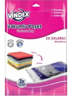 Kazan Hobi Yastık, Vindex Vakumlu Giyisi Yorgan Saklama Torbası Poşeti Hurç - Xx Large -80X100 Cm. -2'li 1 Paket
